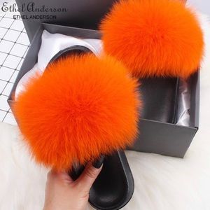 Fluffy summer slippers